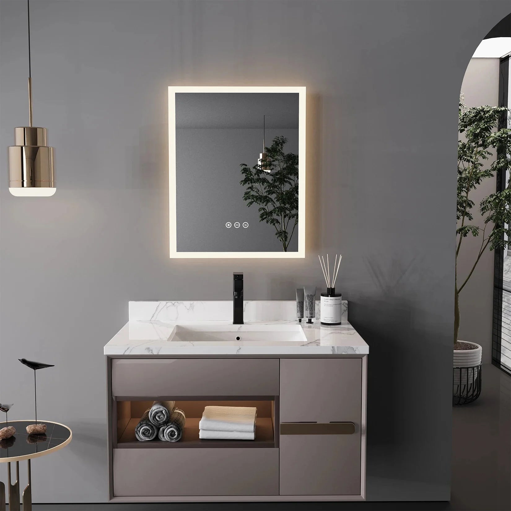 Miroir Mural LED Rétroéclairé Salle de Bain 40x50cm -