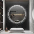 Miroir Rond LED Salle de Bain Motif Pois Lumineux -