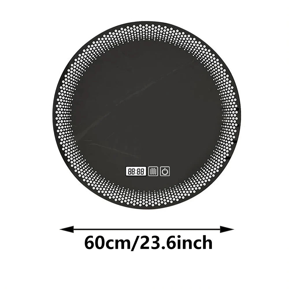 Miroir Rond LED Salle de Bain Motif Pois Lumineux -
