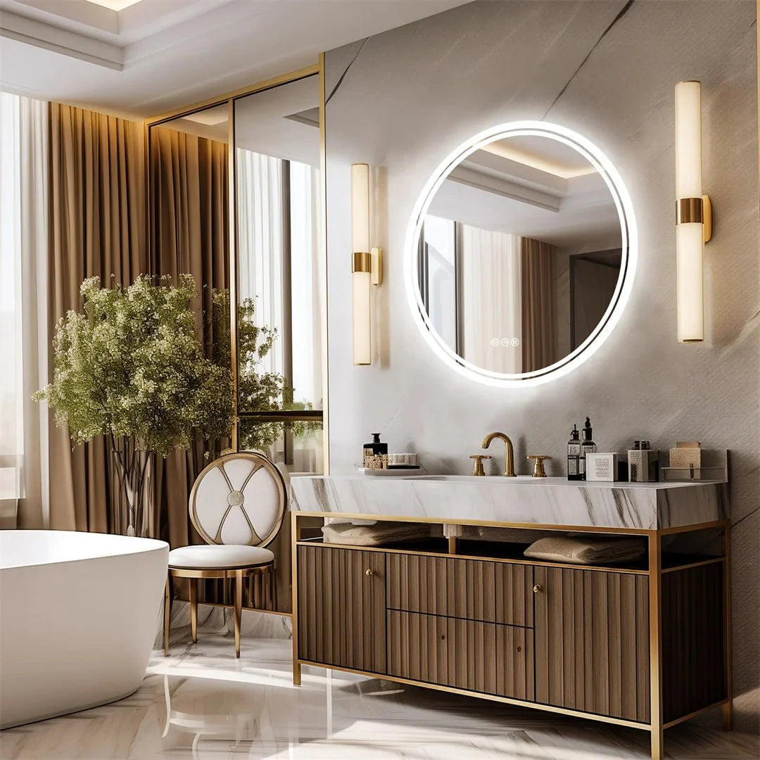 Miroir Rond LED Salle de Bain Tactile Anti - buée - 80cm