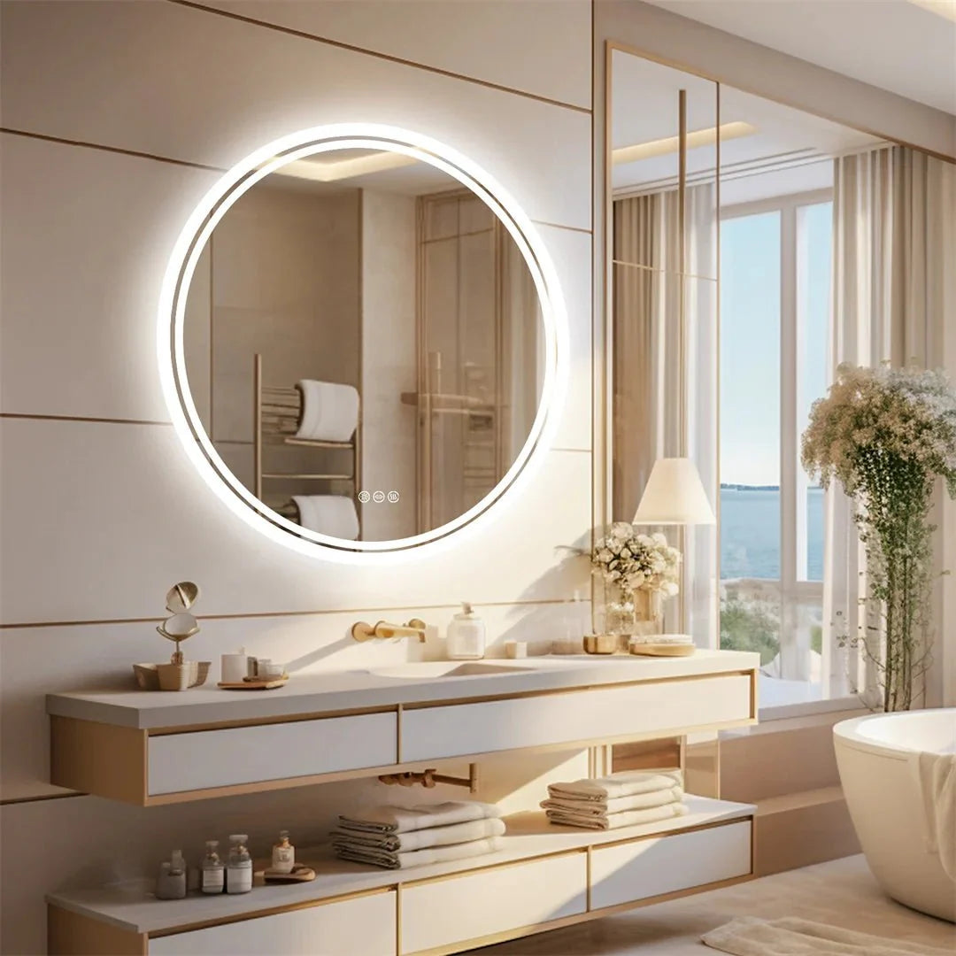 Miroir Rond LED Salle de Bain Tactile Anti - buée - 80cm