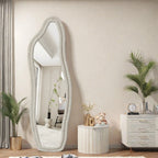 Miroir sur Pied Asymétrique - Blanc - 140x45cm