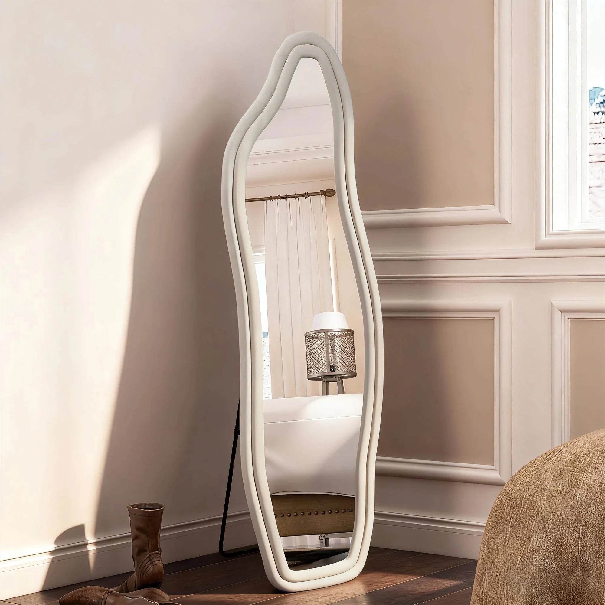 Miroir sur Pied Asymétrique - Blanc - 160x50cm