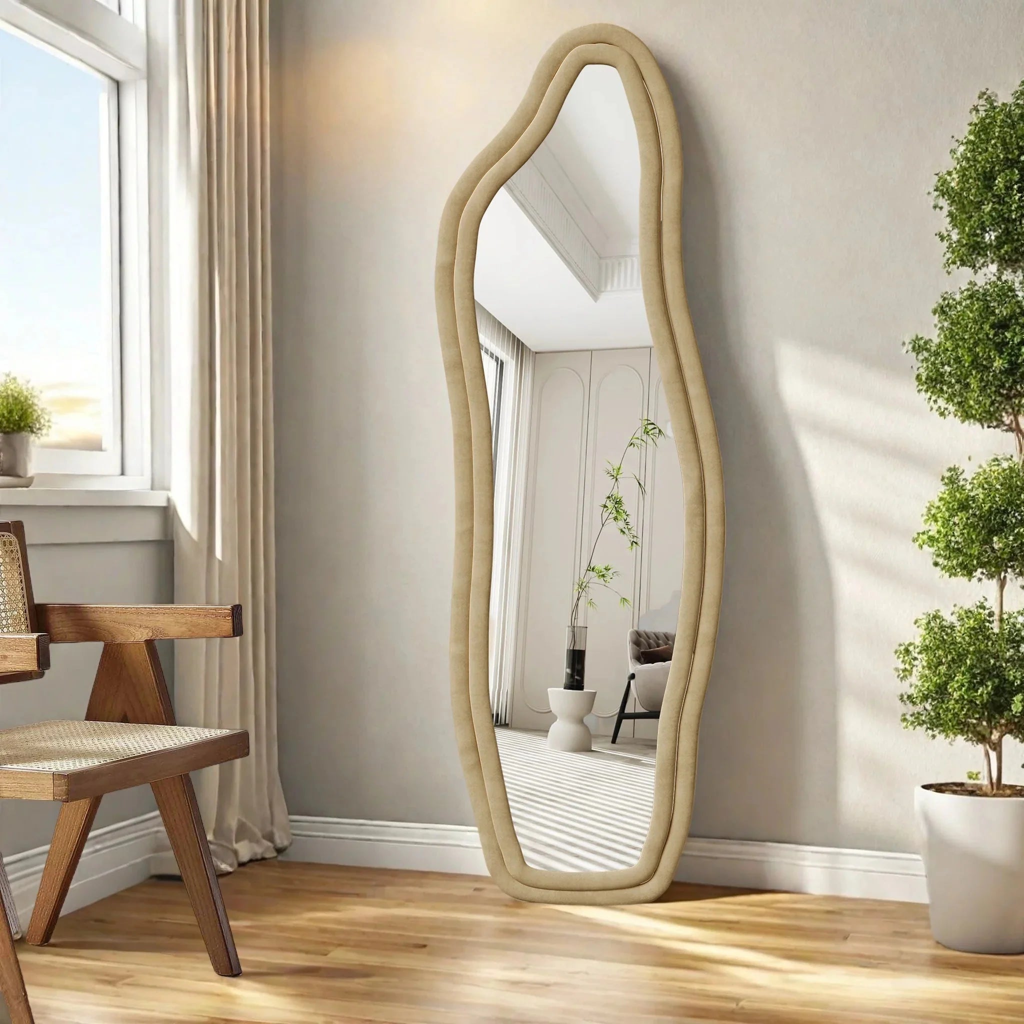 Miroir sur Pied Asymétrique - Or - 140x45cm
