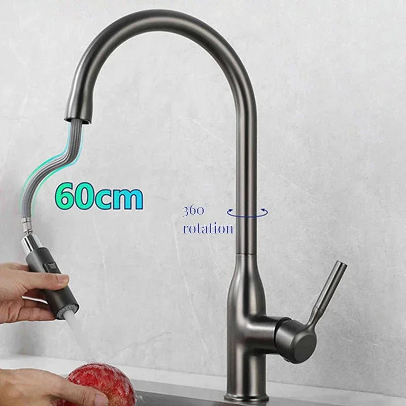 Mitigeur de Cuisine en Inox avec Douchette Extractible - A