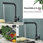 Mitigeur de Cuisine Moderne avec Douchette Amovible - Noir