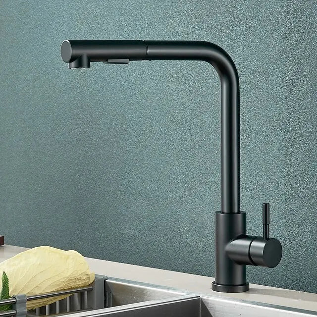 Mitigeur de Cuisine Moderne avec Douchette Amovible - Noir