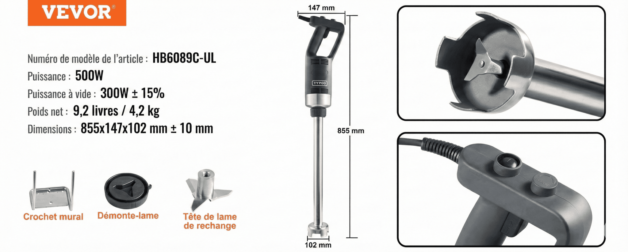 Mixeur Plongeant Professionnel - 660 mm