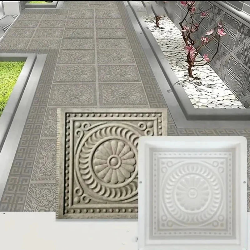 Moule pour Dalle Décorative Motif Rosace Allée & Jardin -