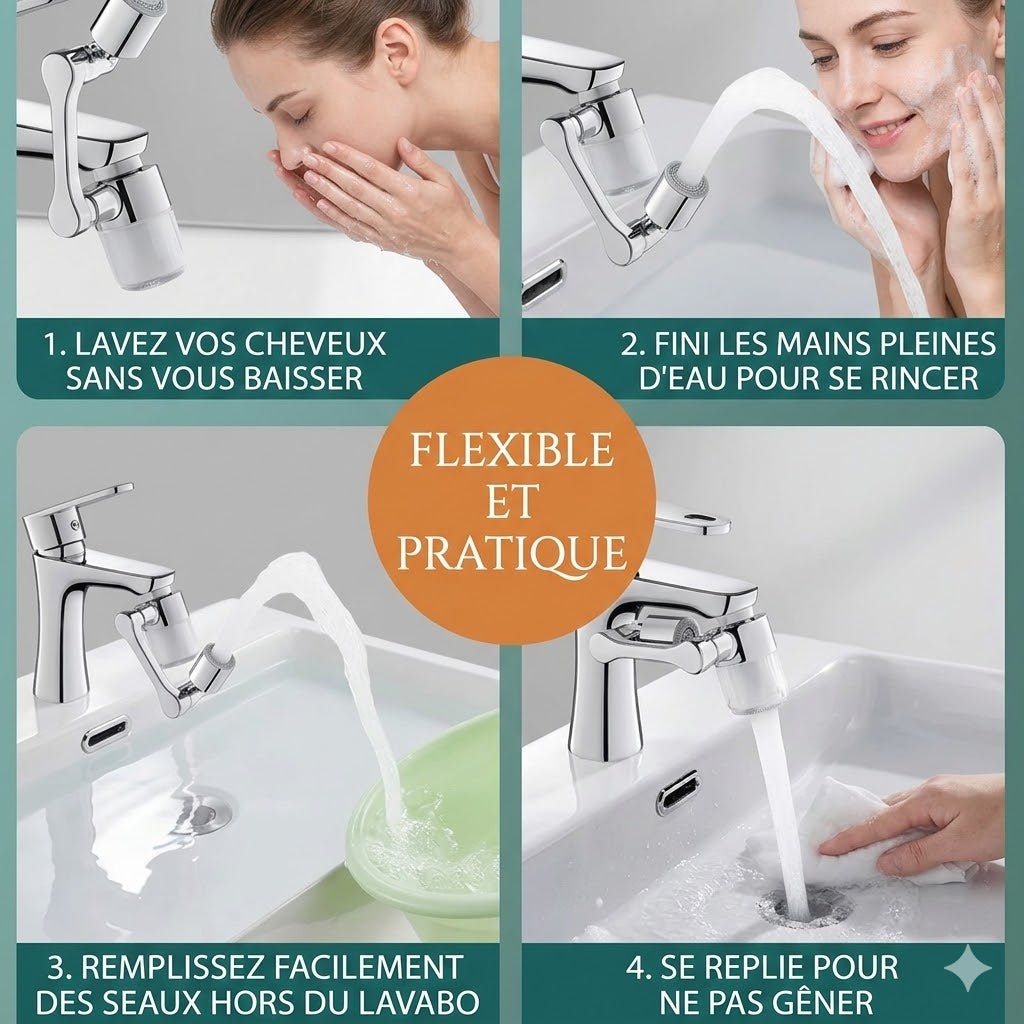 Mousseur Rallonge 1440° avec Filtre Purificateur - Noir