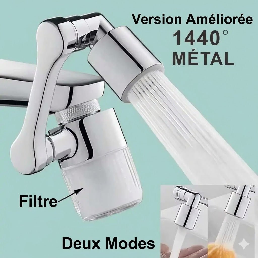 Mousseur Rallonge 1440° avec Filtre Purificateur - Noir