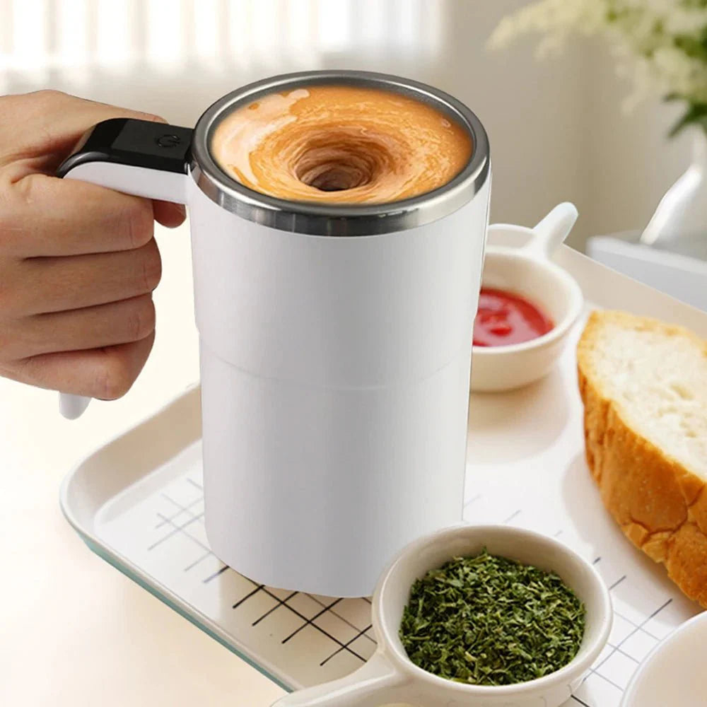 Mug Mélangeur Électrique Puissant avec Affichage Température - Blanc