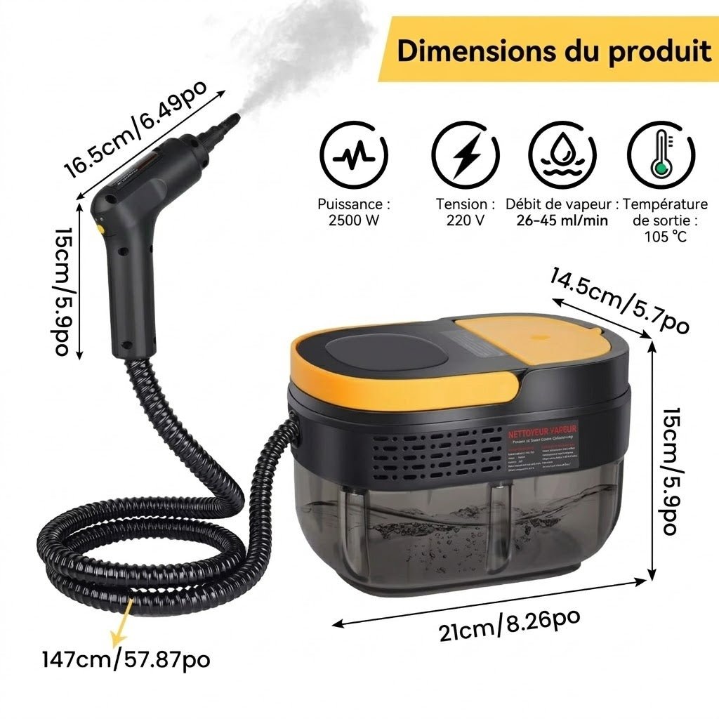 Nettoyeur Vapeur Canapé Tapis Vitre & Autre - Jaune
