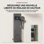 Panneau de Douche Gris Design avec Pommeau en Anneau -