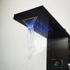 Panneau de Douche Noir avec Jets Hydromassants et LED -