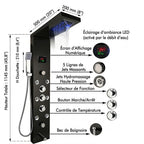 Panneau de Douche Noir avec Jets Hydromassants et LED -