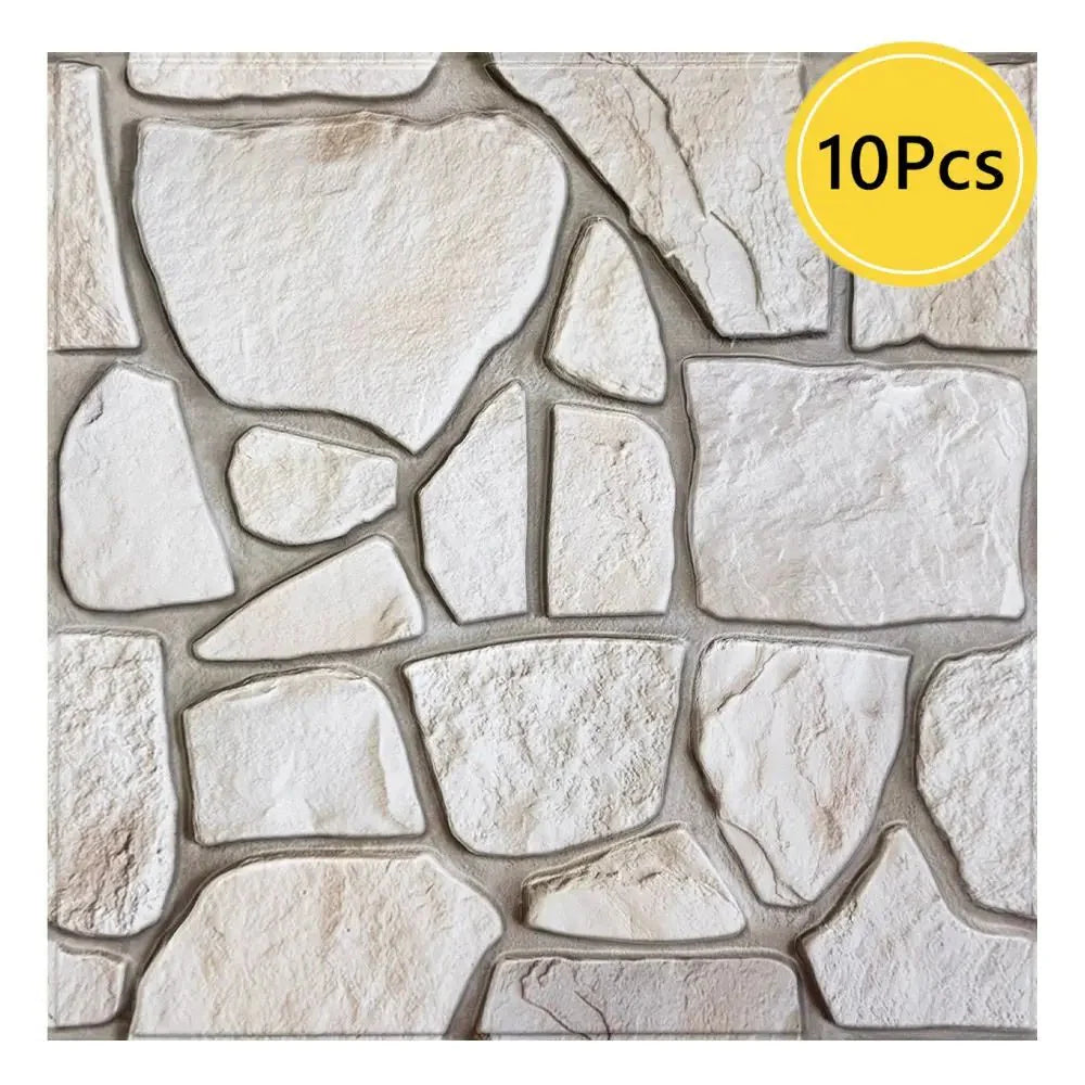 Panneau Mural Adhésif 3D Imitation Pierre Lot de 10 - Beige