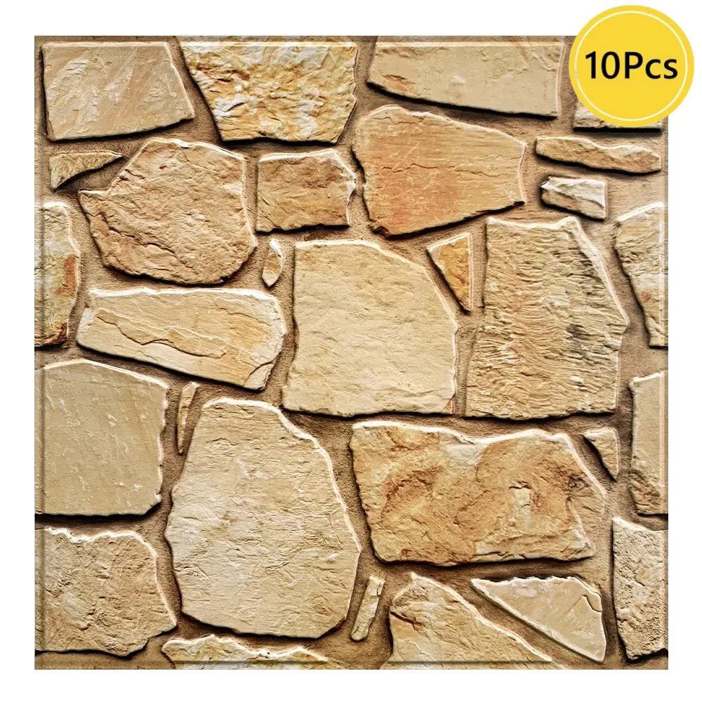 Panneau Mural Adhésif 3D Imitation Pierre Lot de 10 - Gris