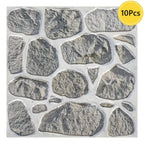 Panneau Mural Adhésif 3D Imitation Pierre Lot de 10 - Gris