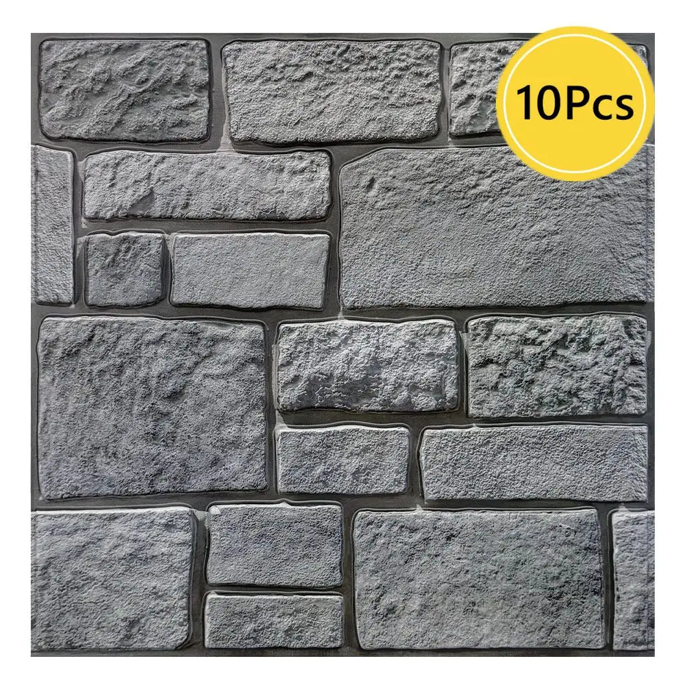 Panneau Mural Adhésif 3D Imitation Pierre Lot de 10 - Gris vieux