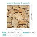 Panneau Mural Adhésif 3D Imitation Pierre Lot de 10 - Marron