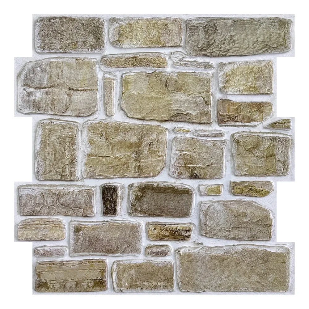 Panneau Mural Adhésif 3D Imitation Pierre Lot de 10 - Marron