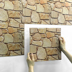 Panneau Mural Adhésif 3D Imitation Pierre Lot de 10 - Marron