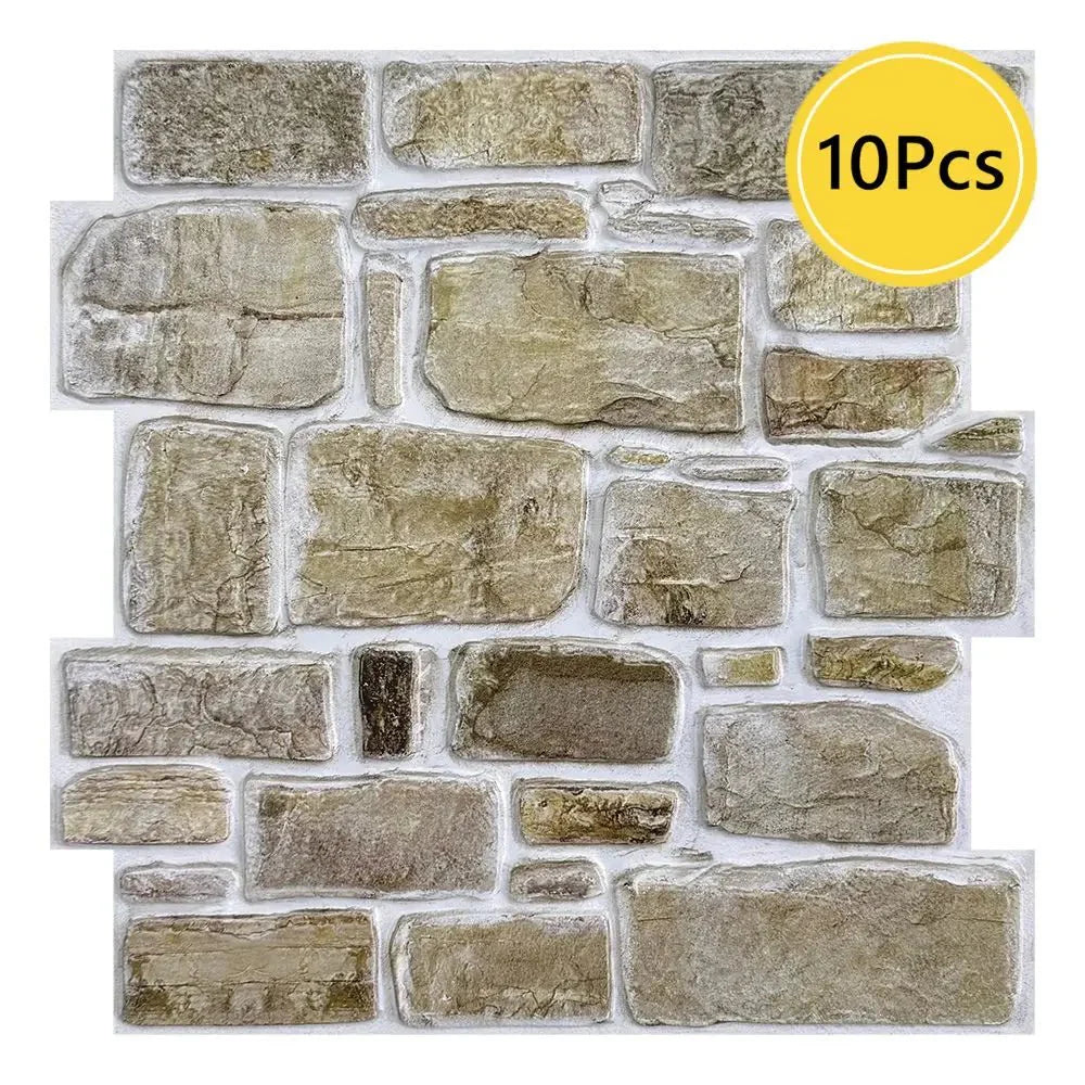 Panneau Mural Adhésif 3D Imitation Pierre Lot de 10 - Rétro