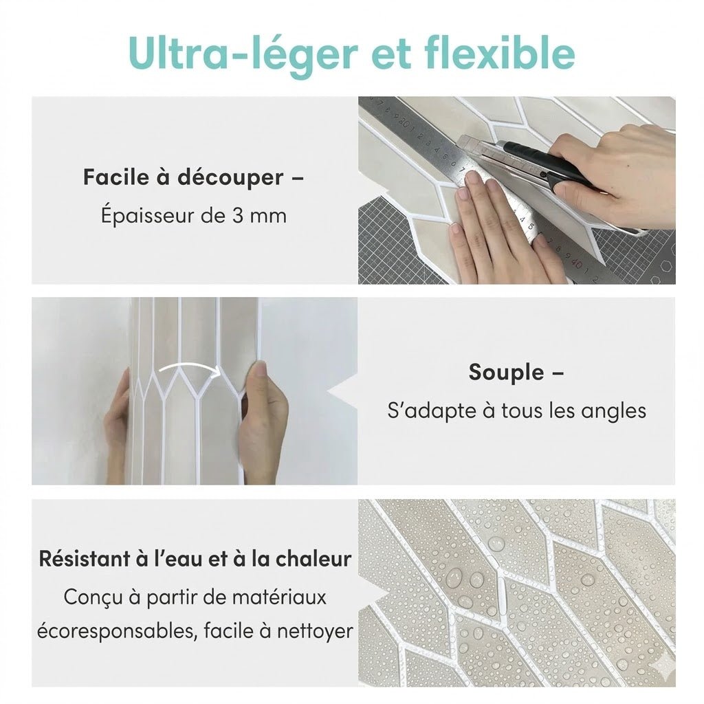 Panneau Mural Adhésif Effet Faïence Lot de 10 - Vert