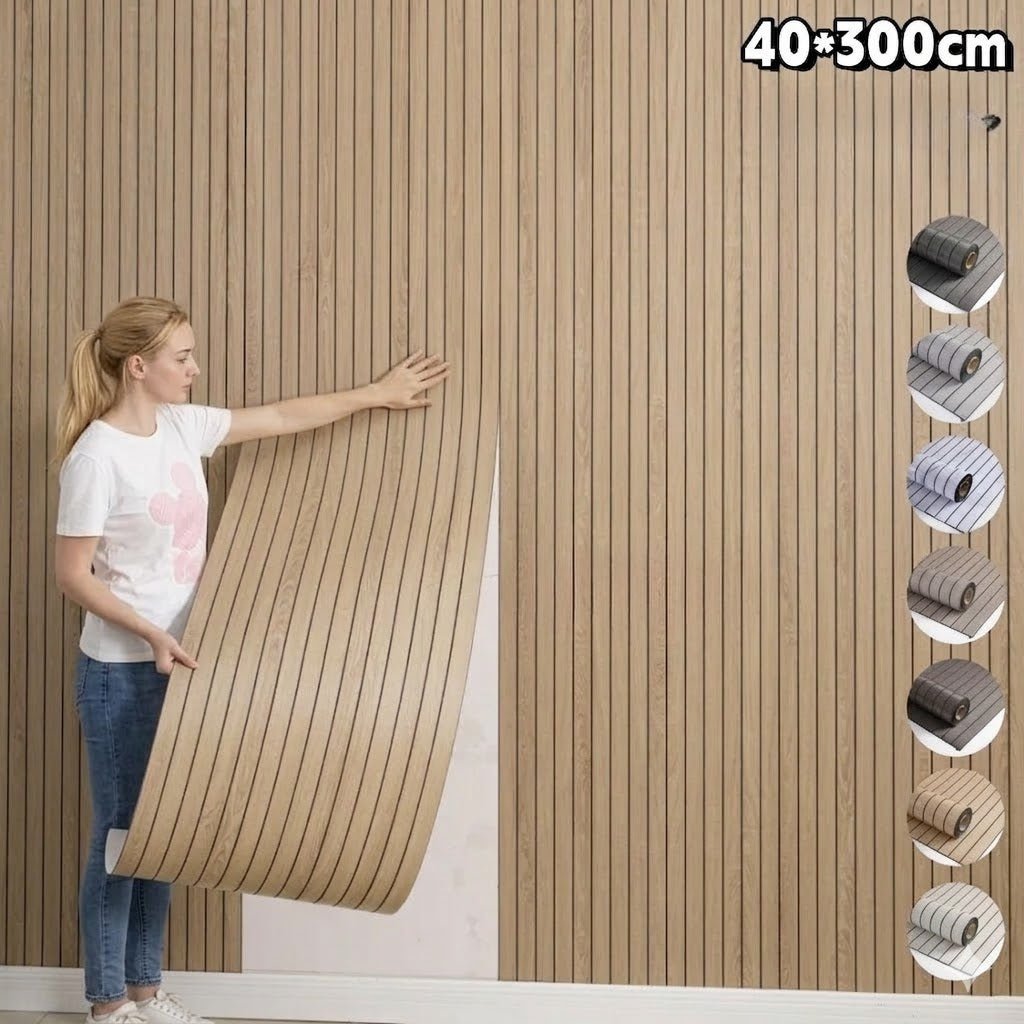 Panneau Mural Adhésif Effet Tasseaux de Bois - A