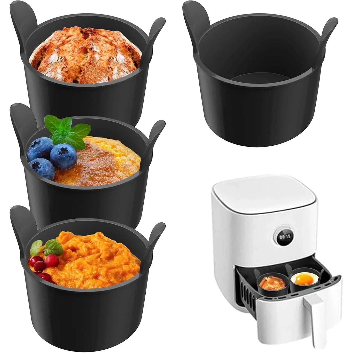 Petit Moule en Silicone Air Fryer - Noir 2pcs