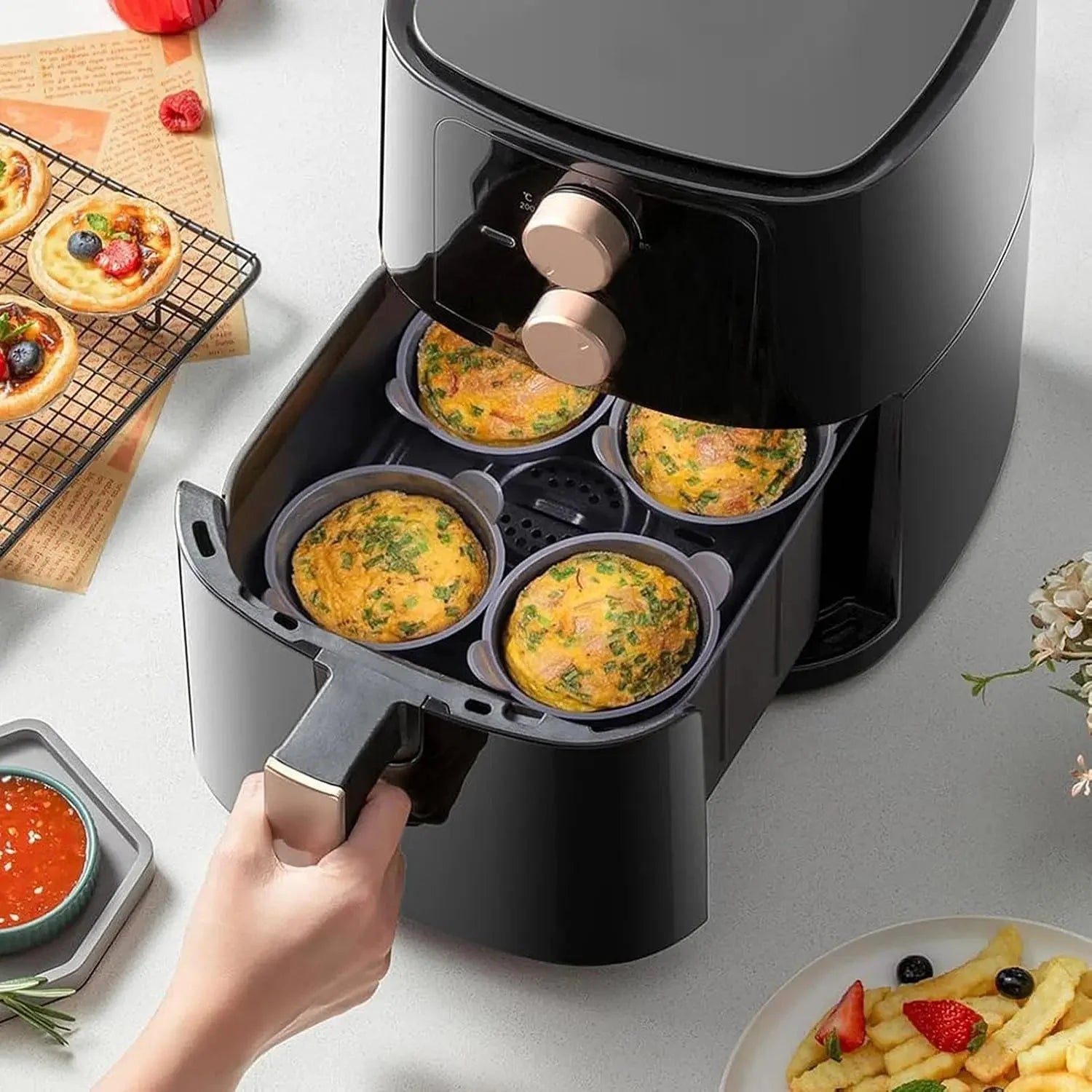 Petit Moule en Silicone Air Fryer - Noir 2pcs