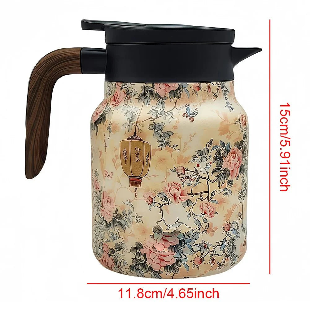 Pichet Isotherme Acier Inoxydable Double Paroi Design Floral - B