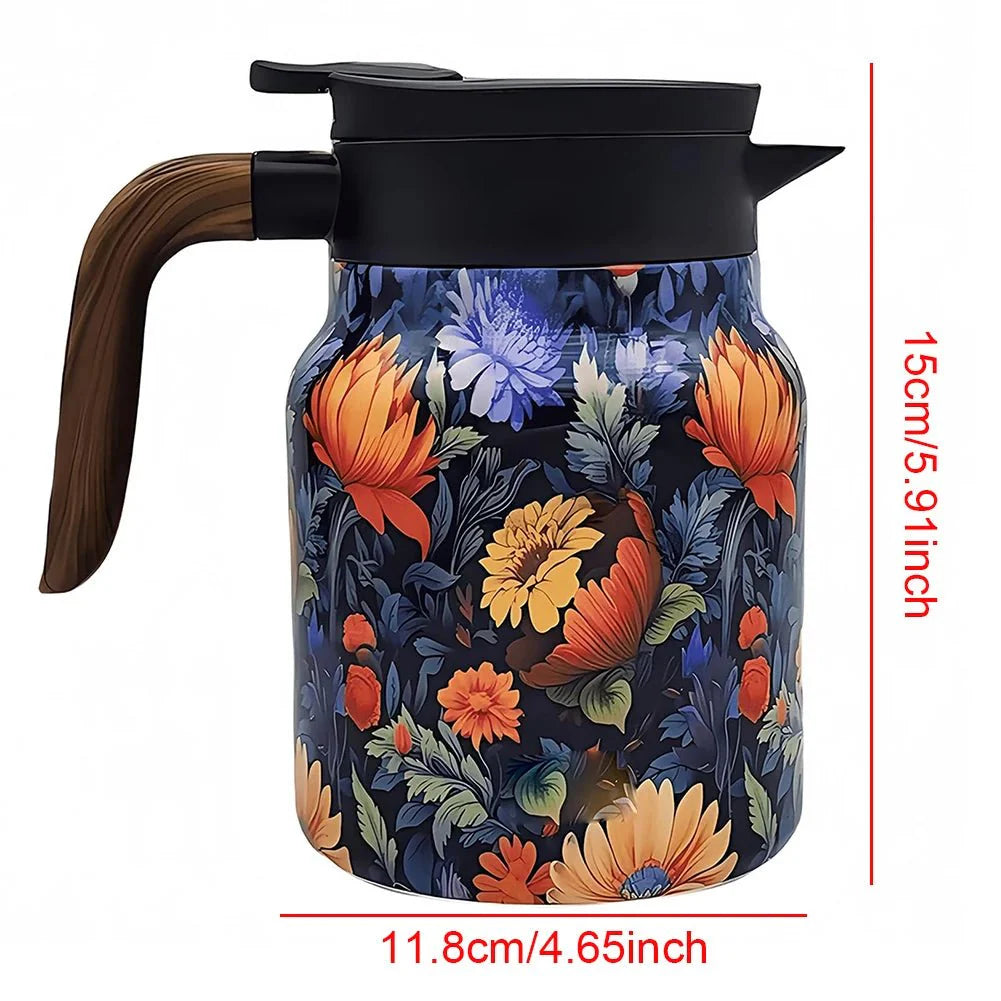 Pichet Isotherme Acier Inoxydable Double Paroi Design Floral - C