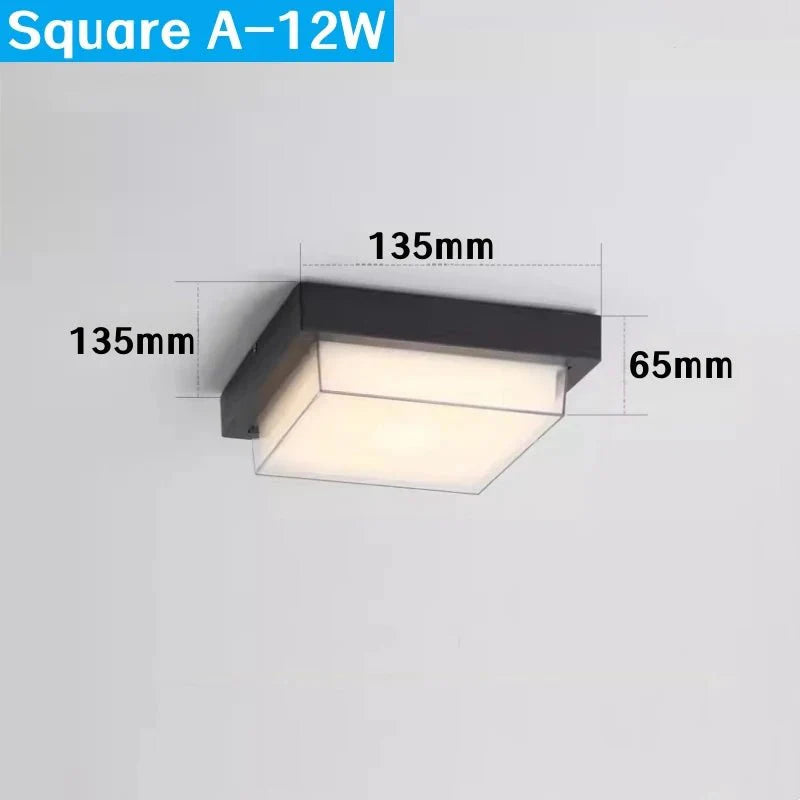 Plafonnier Extérieur Carré LED Noir Waterproof - Carré A 12W