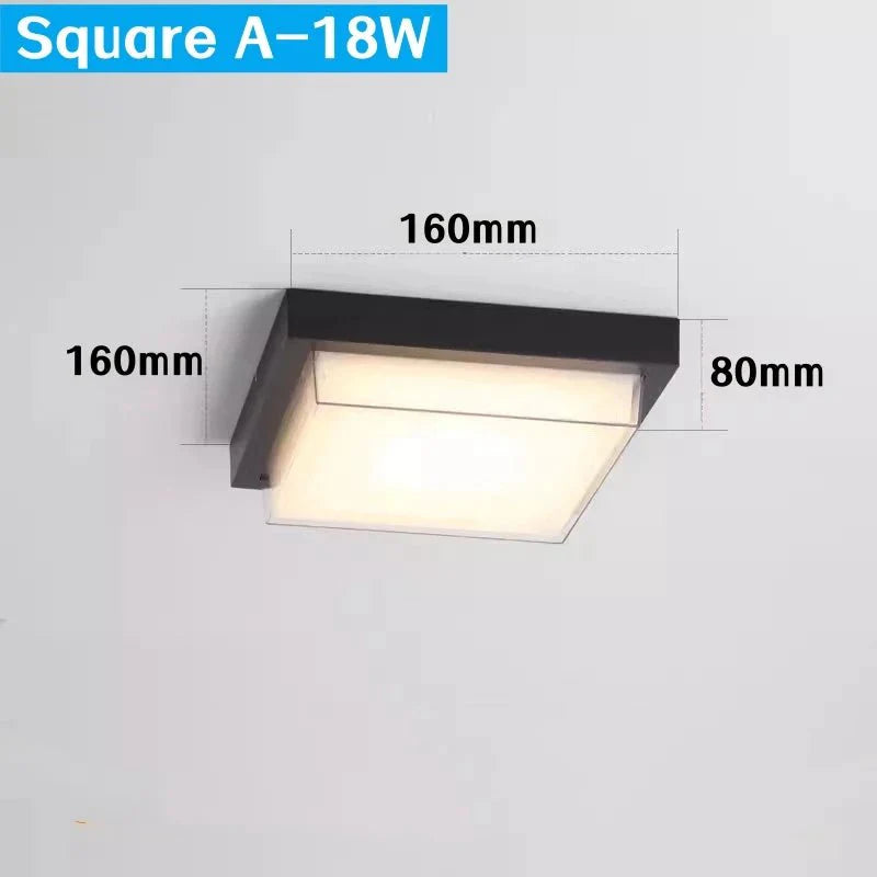 Plafonnier Extérieur Carré LED Noir Waterproof - Carré A 18W