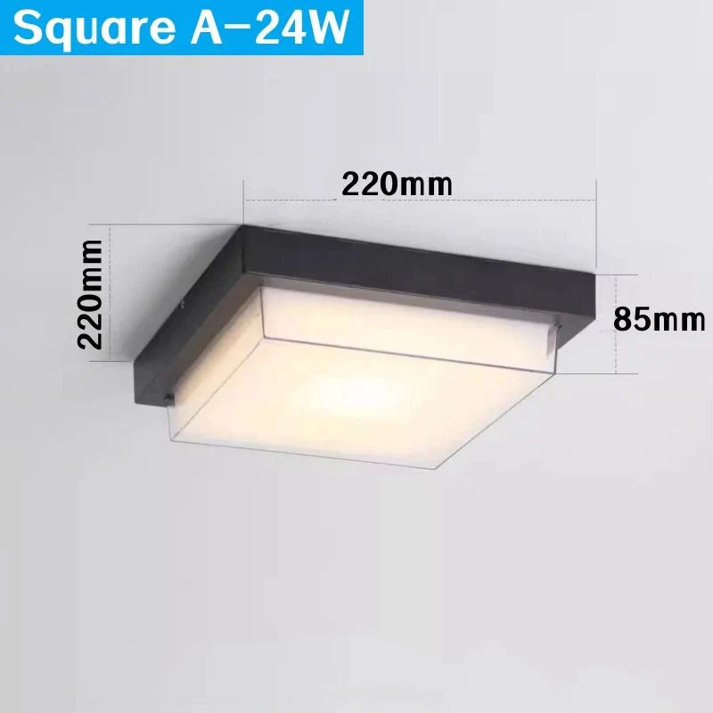 Plafonnier Extérieur Carré LED Noir Waterproof - Carré A 24W