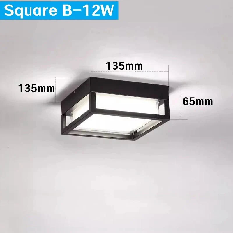 Plafonnier Extérieur Carré LED Noir Waterproof - Carré B 12W