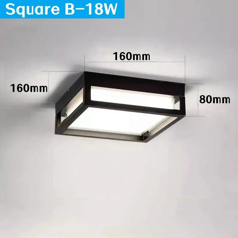 Plafonnier Extérieur Carré LED Noir Waterproof - Carré B 18W
