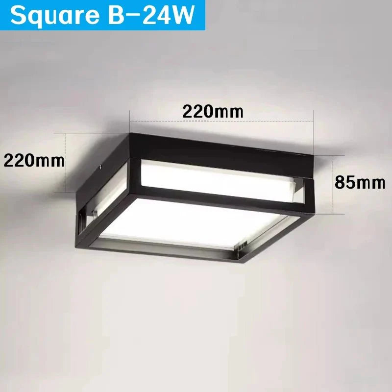 Plafonnier Extérieur Carré LED Noir Waterproof - Carré B 24W