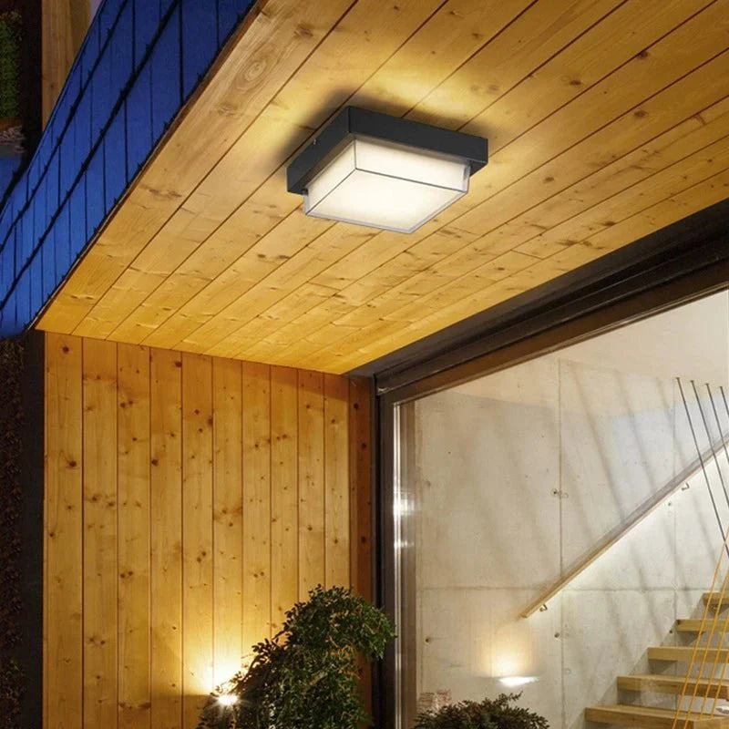 Plafonnier Extérieur Carré LED Noir Waterproof - Carré B 24W