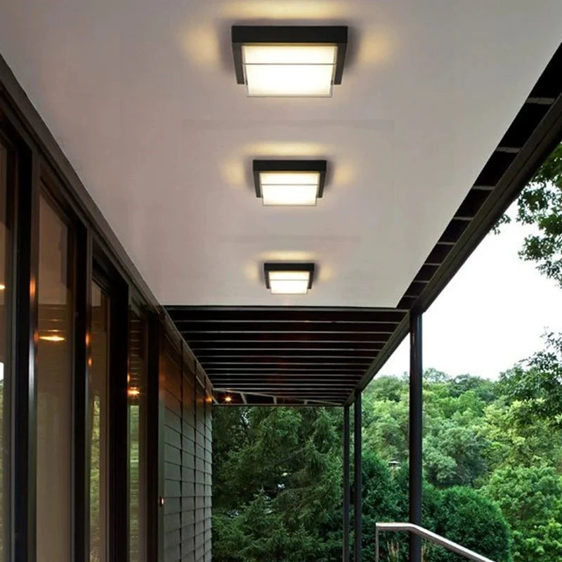 Plafonnier Extérieur Carré LED Noir Waterproof - Carré B 24W