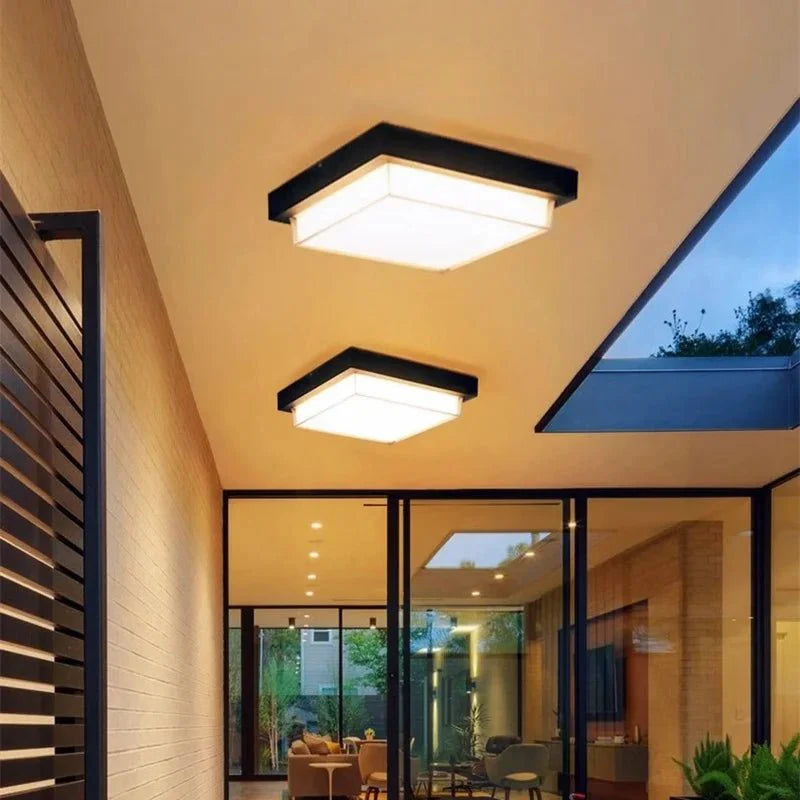 Plafonnier Extérieur Carré LED Noir Waterproof - Carré B 24W
