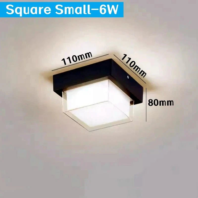 Plafonnier Extérieur Carré LED Noir Waterproof - Carré Petit