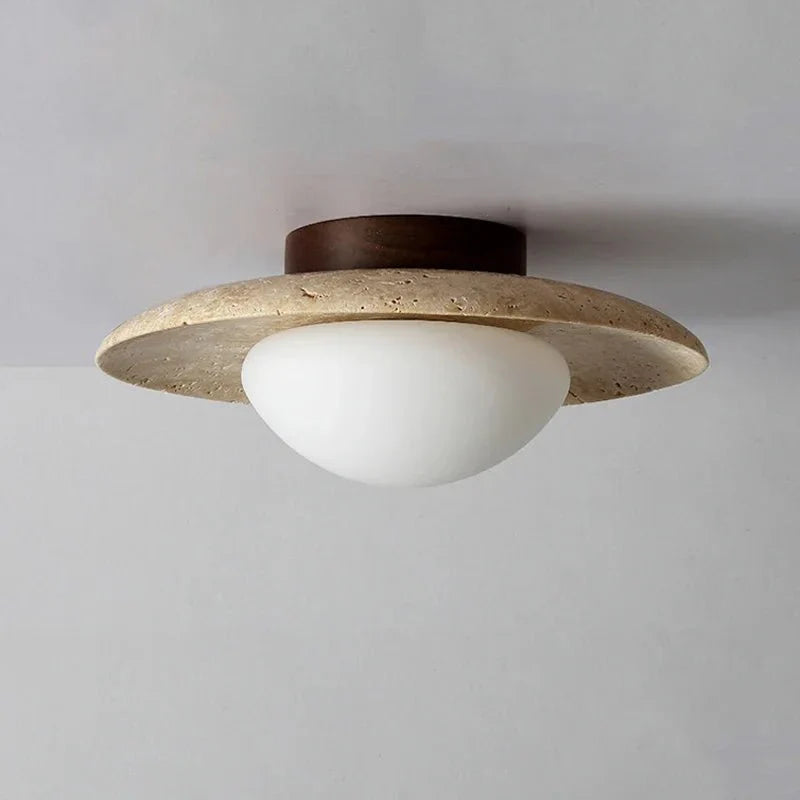 Plafonnier Extérieur Rond en Pierre -