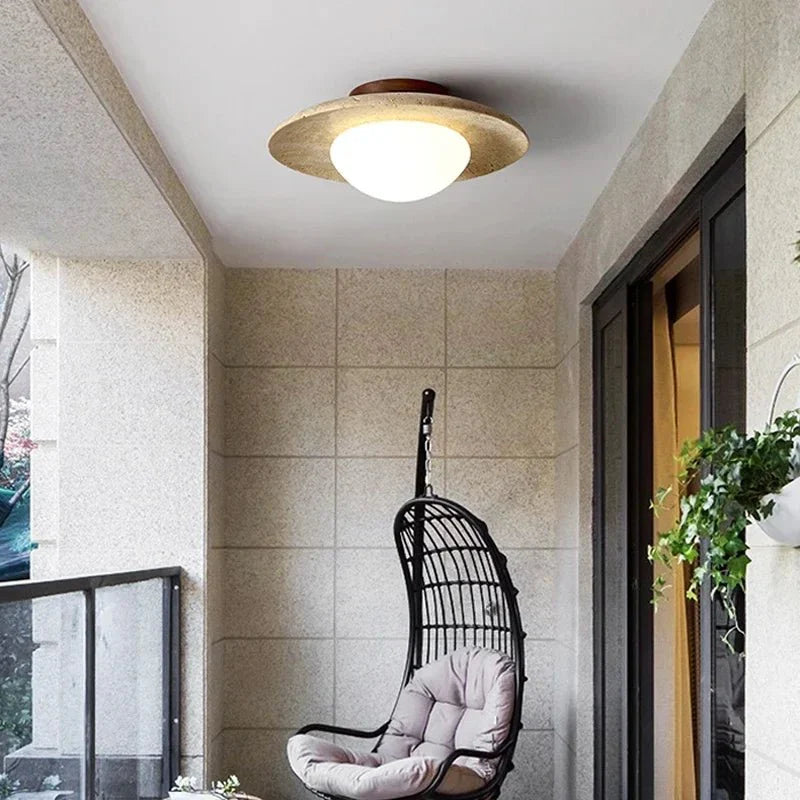 Plafonnier Extérieur Rond en Pierre -