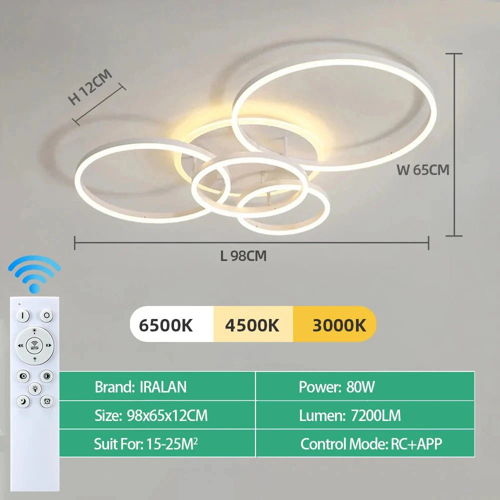 Plafonnier LED Anneaux Entrelacés Blanc - Blanc 4 Cercles LED