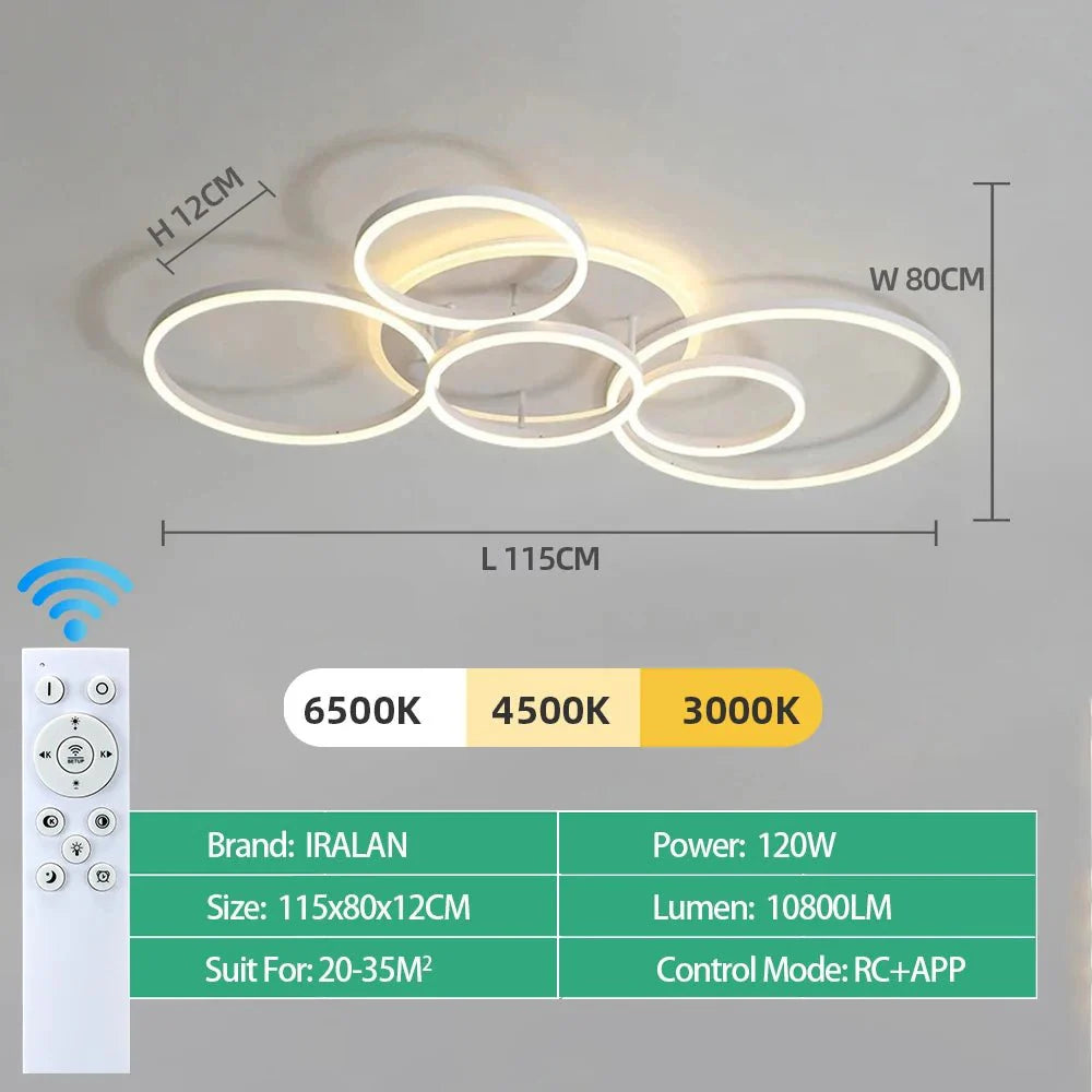 Plafonnier LED Anneaux Entrelacés Blanc - Blanc 5 Cercles LED