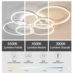 Plafonnier LED Anneaux Entrelacés Blanc - Blanc 6 Cercles LED