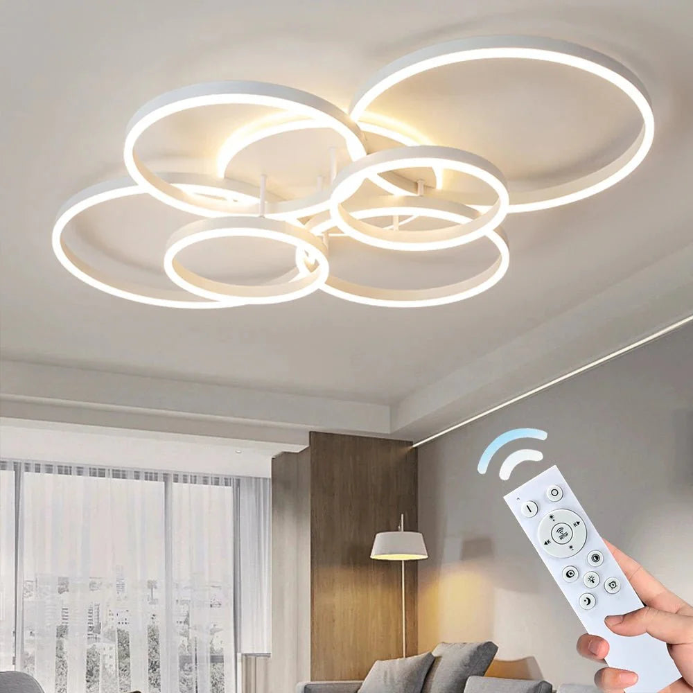 Plafonnier LED Anneaux Entrelacés Blanc - Blanc 6 Cercles LED